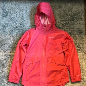 Columbia Kids Pink Lined  Rain Jacket Size 14/15 Large